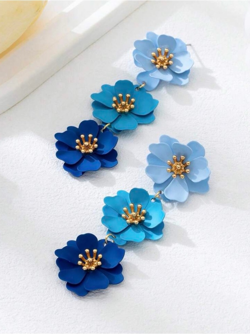 Blue Floral Drop Earrings